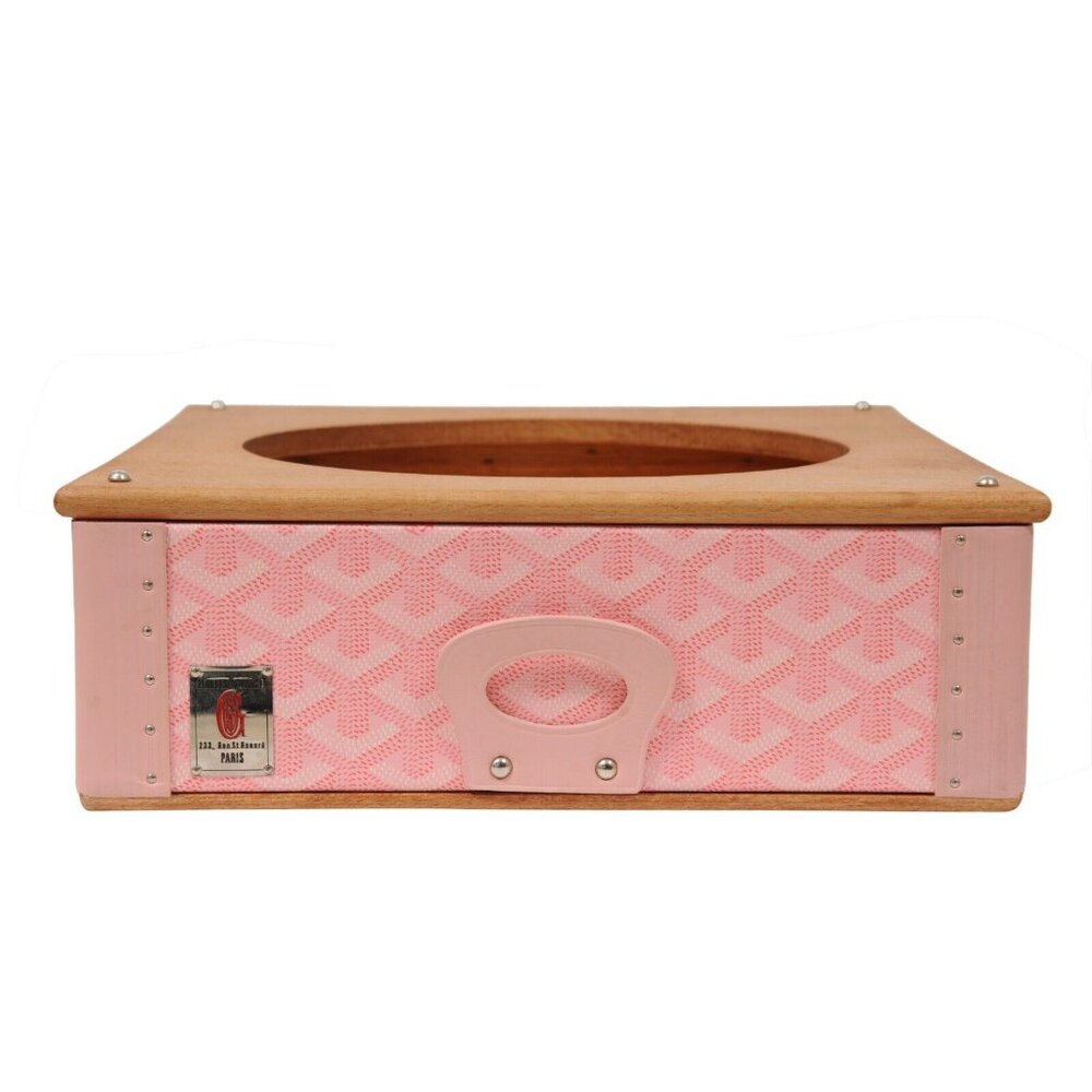 Goyard Pink Edmond Single Dog Cat Bowl Hard Sided Trunk Discontinued Palladium